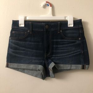 american eagle dark blue hi rise shortie